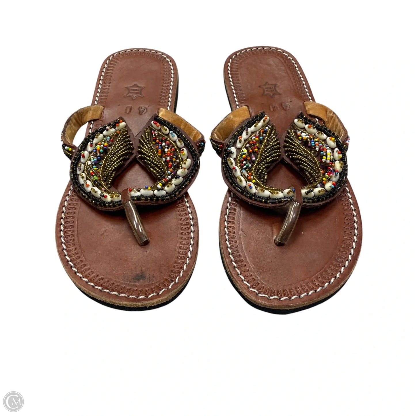 Sandals Flats In Brown, Size: 9.5