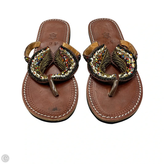 Sandals Flats In Brown, Size: 9.5