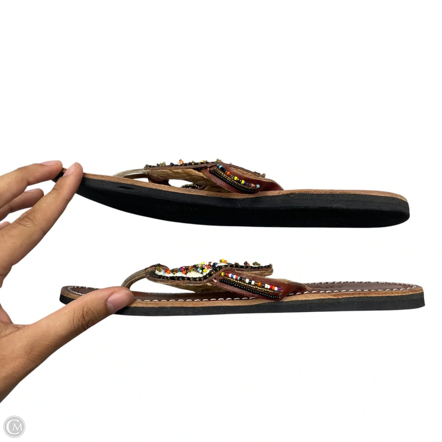 Sandals Flats In Brown, Size: 9.5