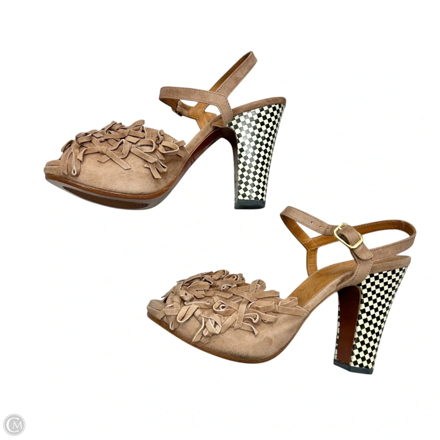 Sandals Heels Block By Chie Mihara In Tan & Cream, Size: 6.5