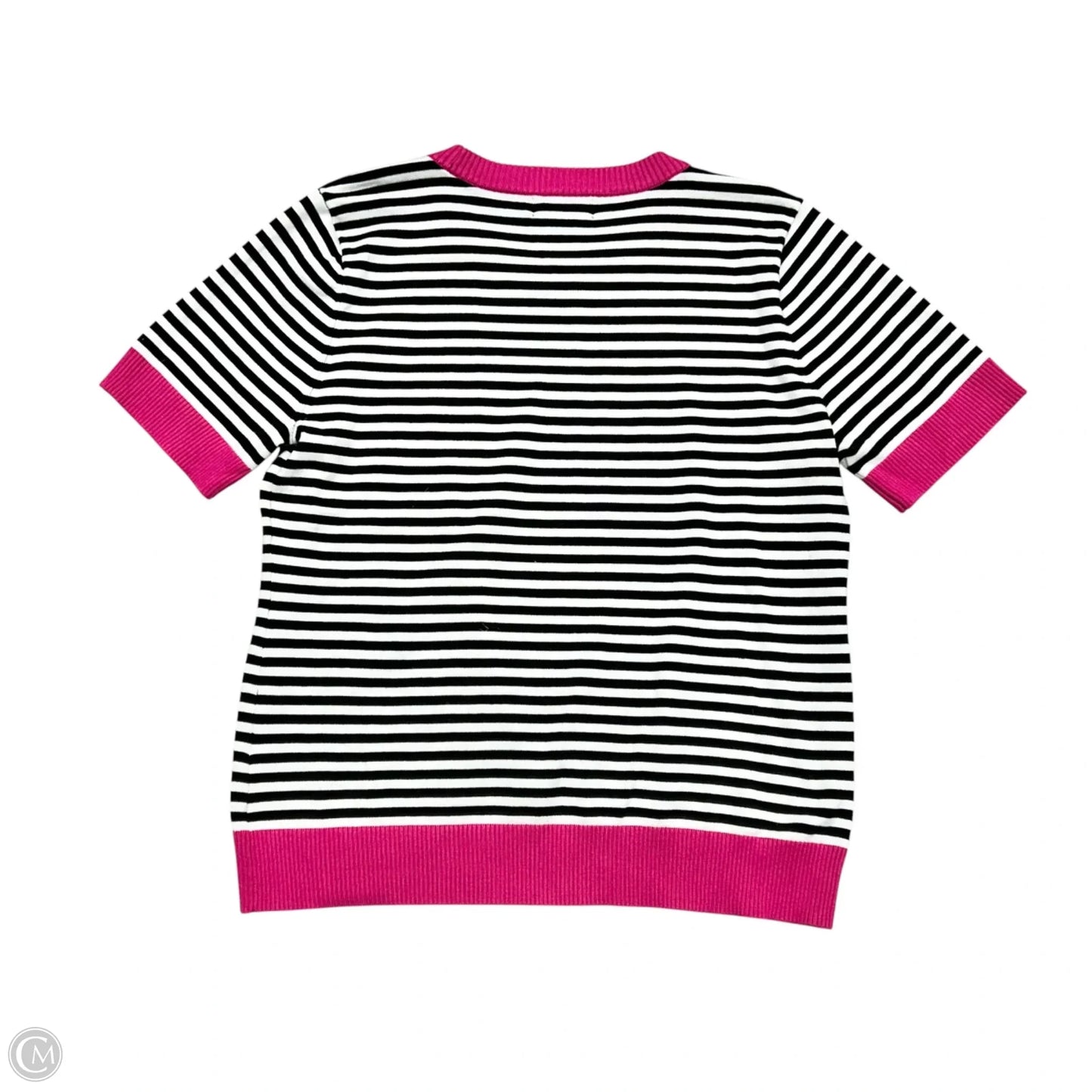 Top Short Sleeve Designer By Karl Lagerfeld In Black & White, Size: M