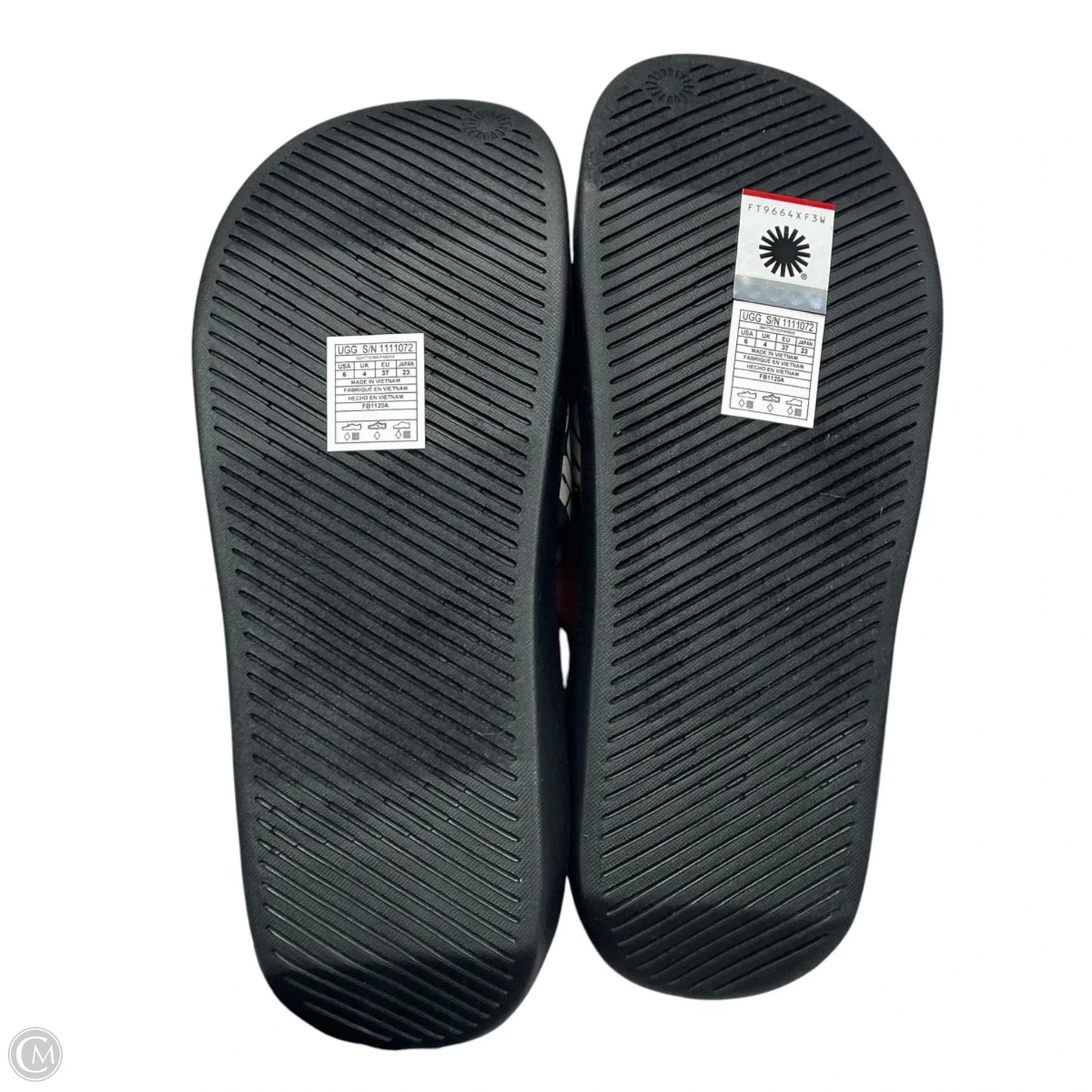Sandals Designer By Ugg In Black & White, Size: 6
