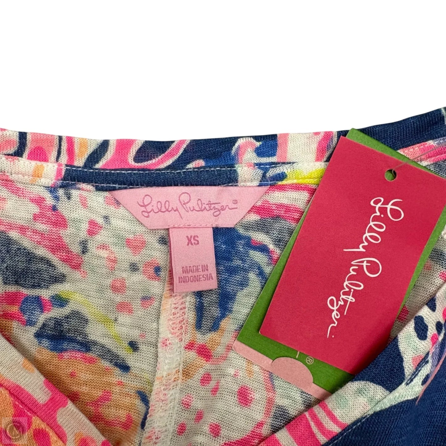 Top Short Sleeve Designer By Lilly Pulitzer In Blue & Orange, Size: Xs