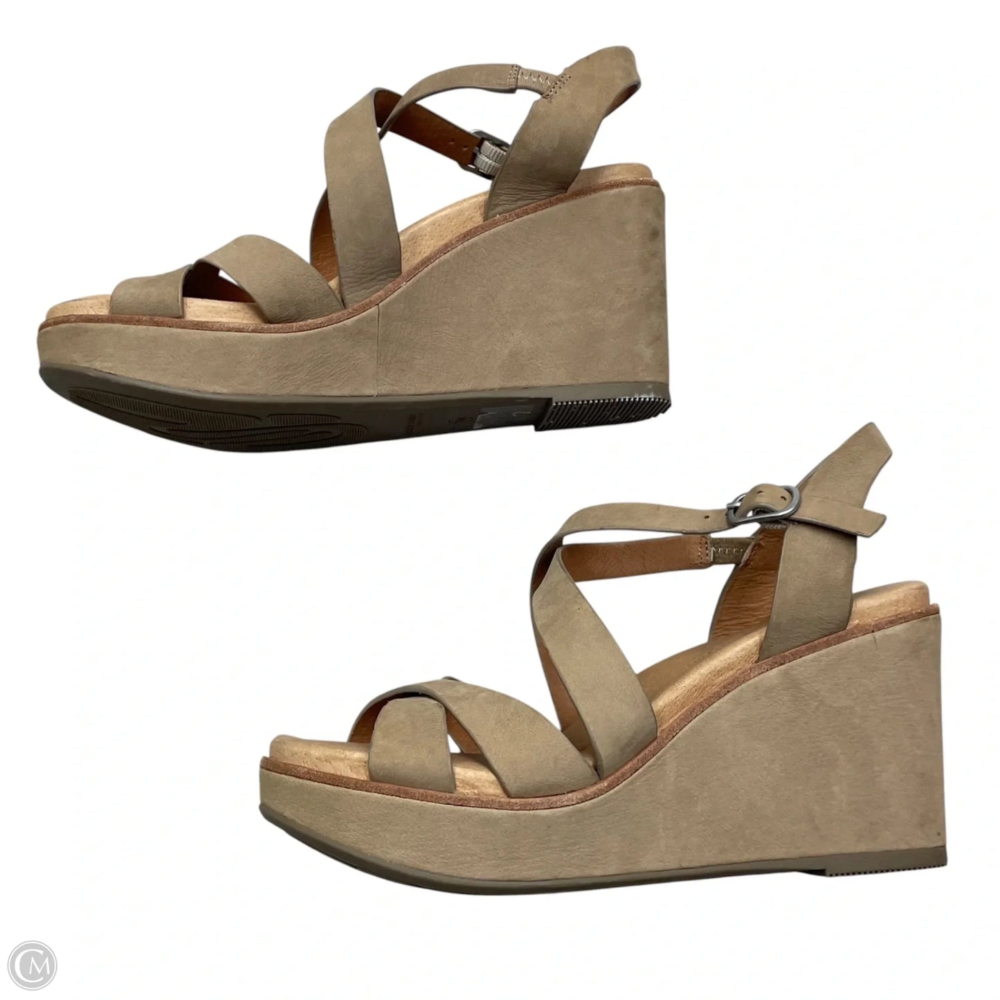 Sandals Heels Wedge By Gentle Souls In Brown & Cream, Size: 7