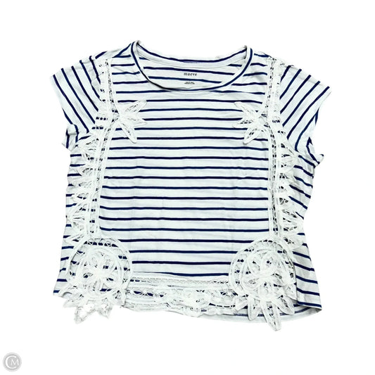 Top Short Sleeve By Maeve In Blue & White, Size: S