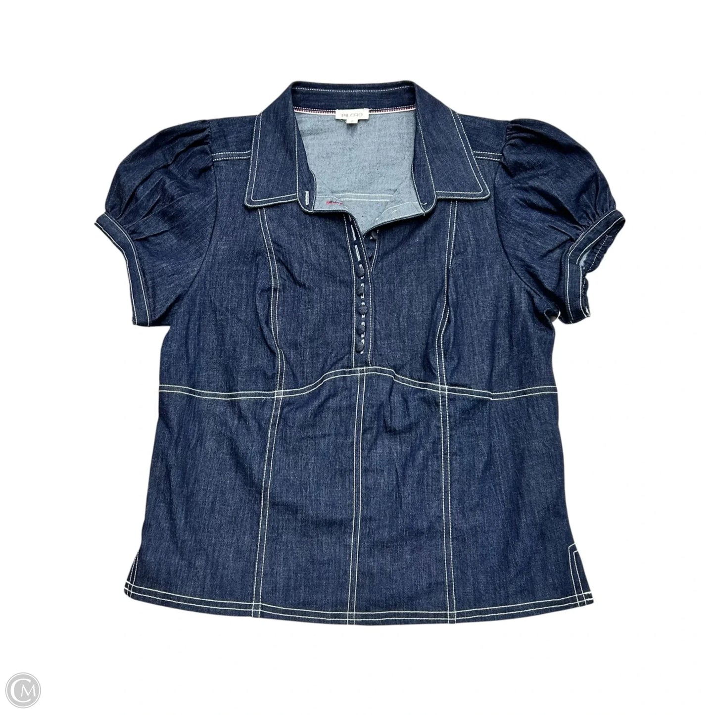 Top Short Sleeve By Pilcro In Blue Denim, Size: M