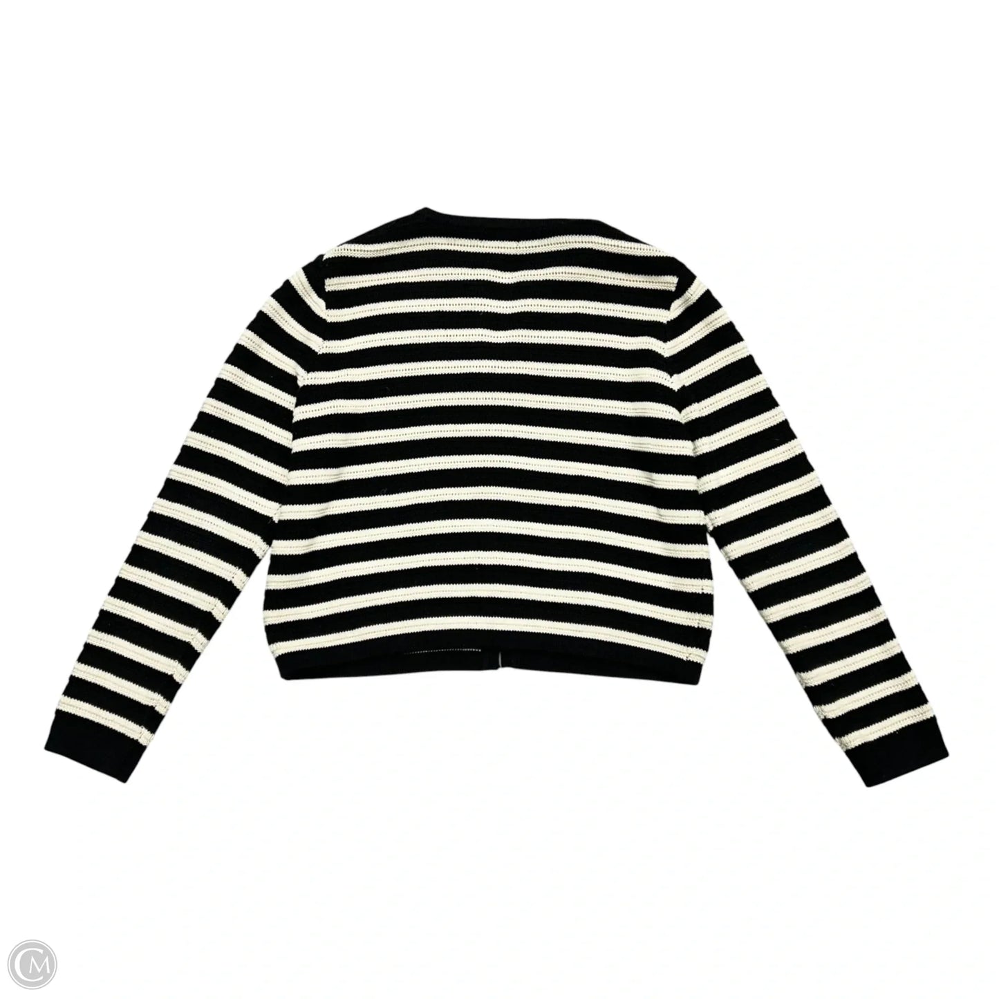 Sweater Cardigan By Aqua In Black & Cream, Size: L