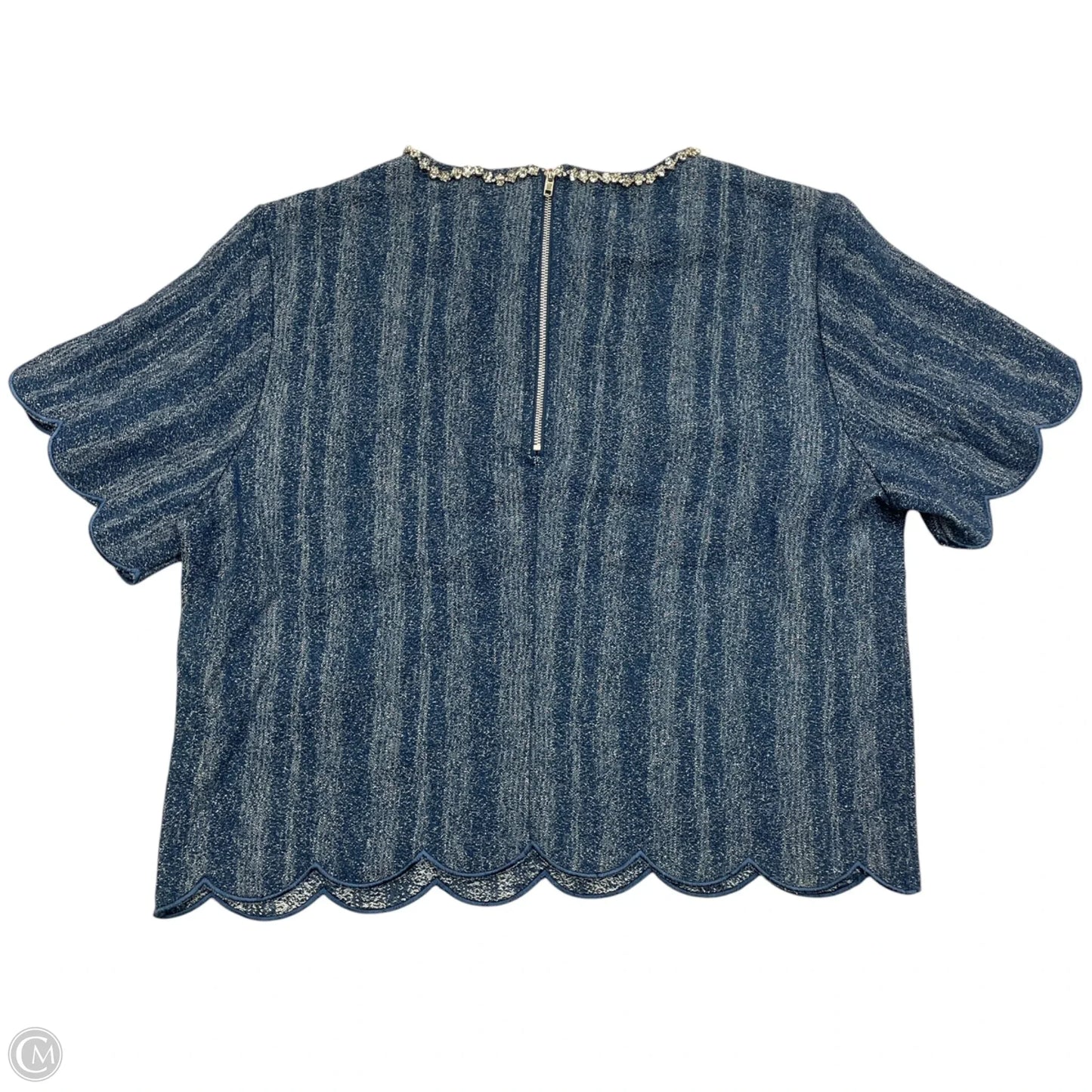 Top Short Sleeve By Rivir In Blue Denim, Size: L