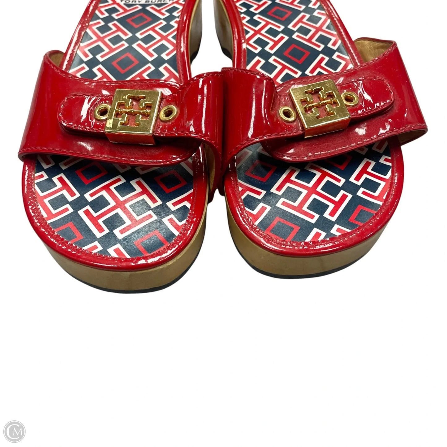 Sandals Designer By Tory Burch In Blue & Red, Size: 8