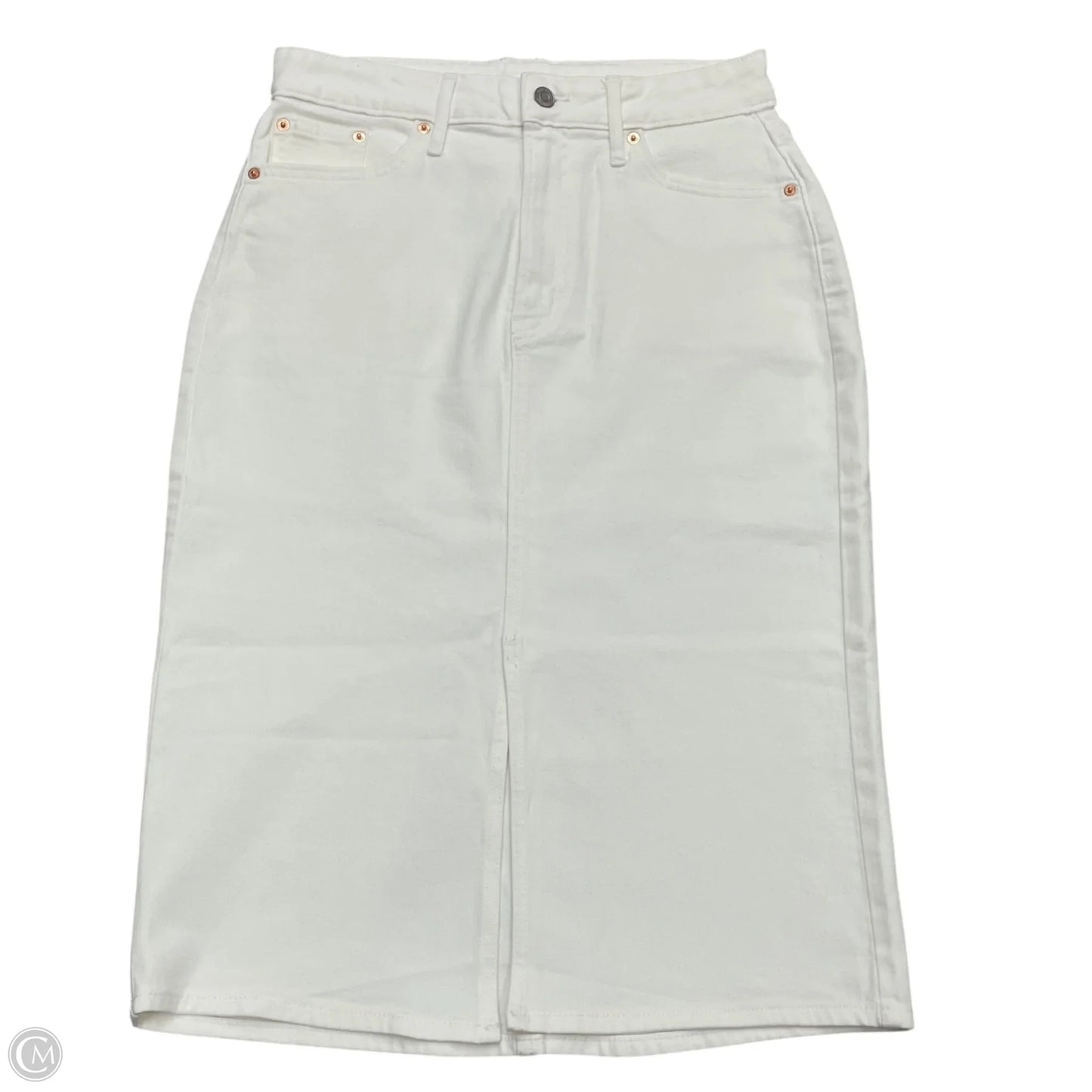 Skirt Midi By Gap In White Denim, Size: 8