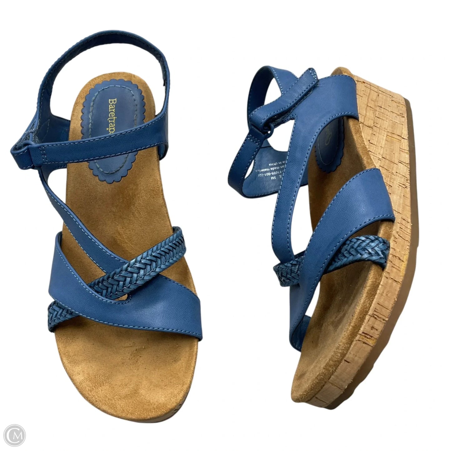 Sandals Heels Wedge By Bare Traps In Blue & Tan, Size: 8