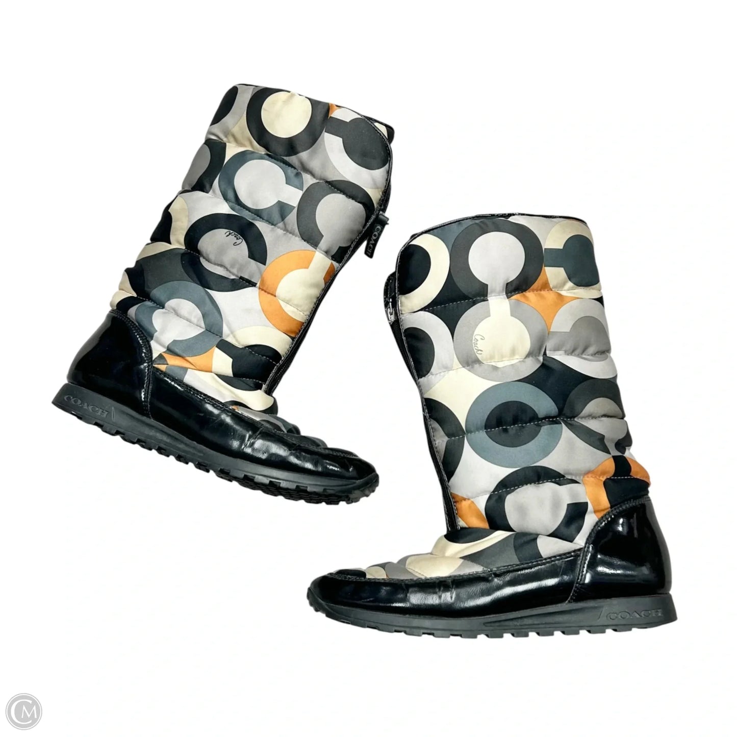 Boots Designer By Coach In Grey & Orange, Size: 10