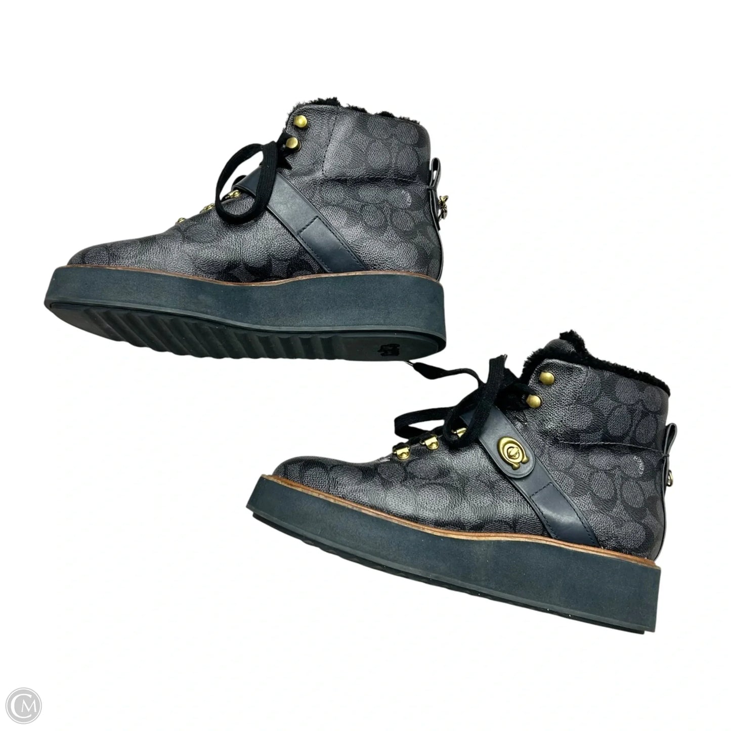 Boots Designer By Coach In Black & Grey, Size: 10