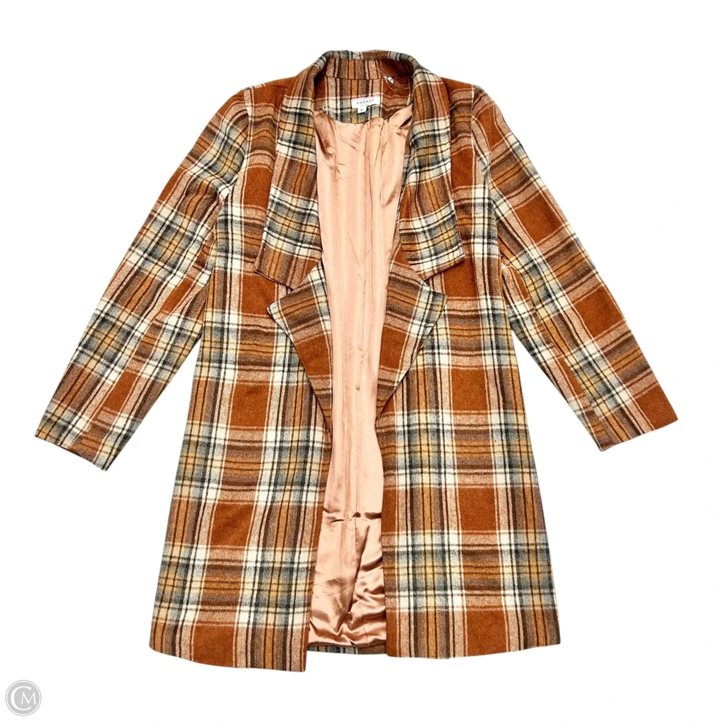 Coat Peacoat By Andree By Unit In Brown & Cream, Size: M