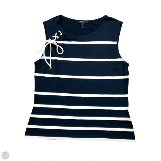 Top Sleeveless Designer By Escada In Navy & White, Size: S