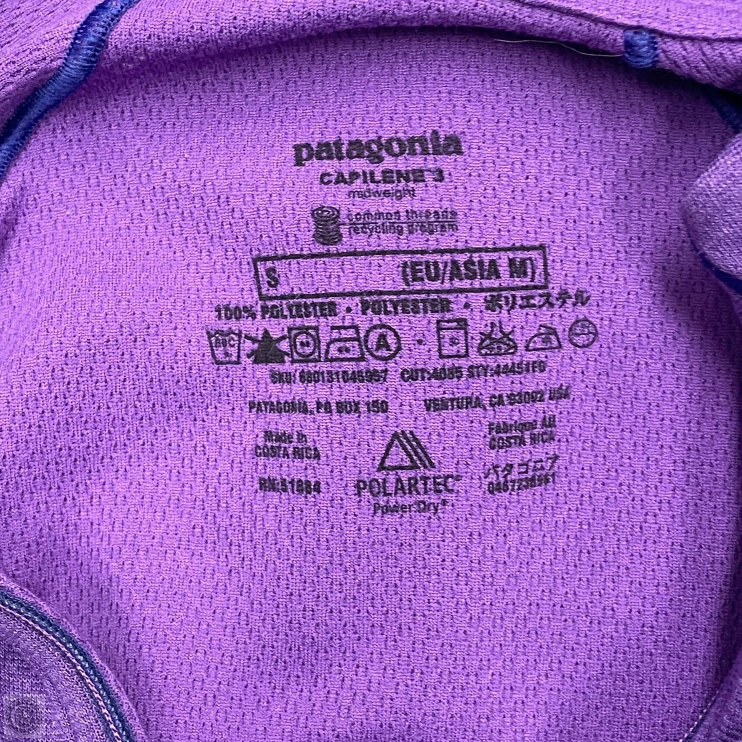 Athletic Top Long Sleeve Collar By Patagonia In Purple, Size: S