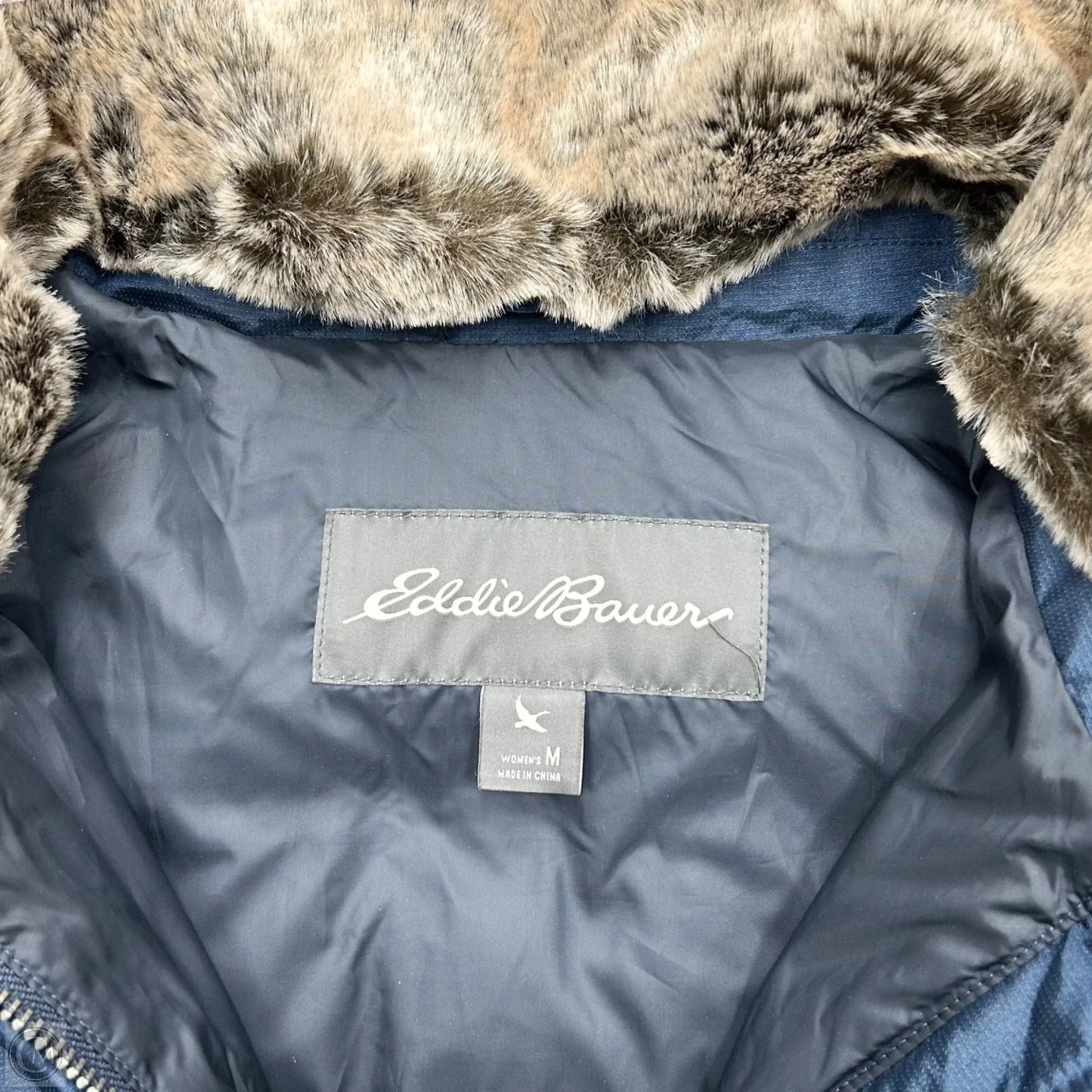 Coat Puffer & Quilted By Eddie Bauer In Navy, Size: M