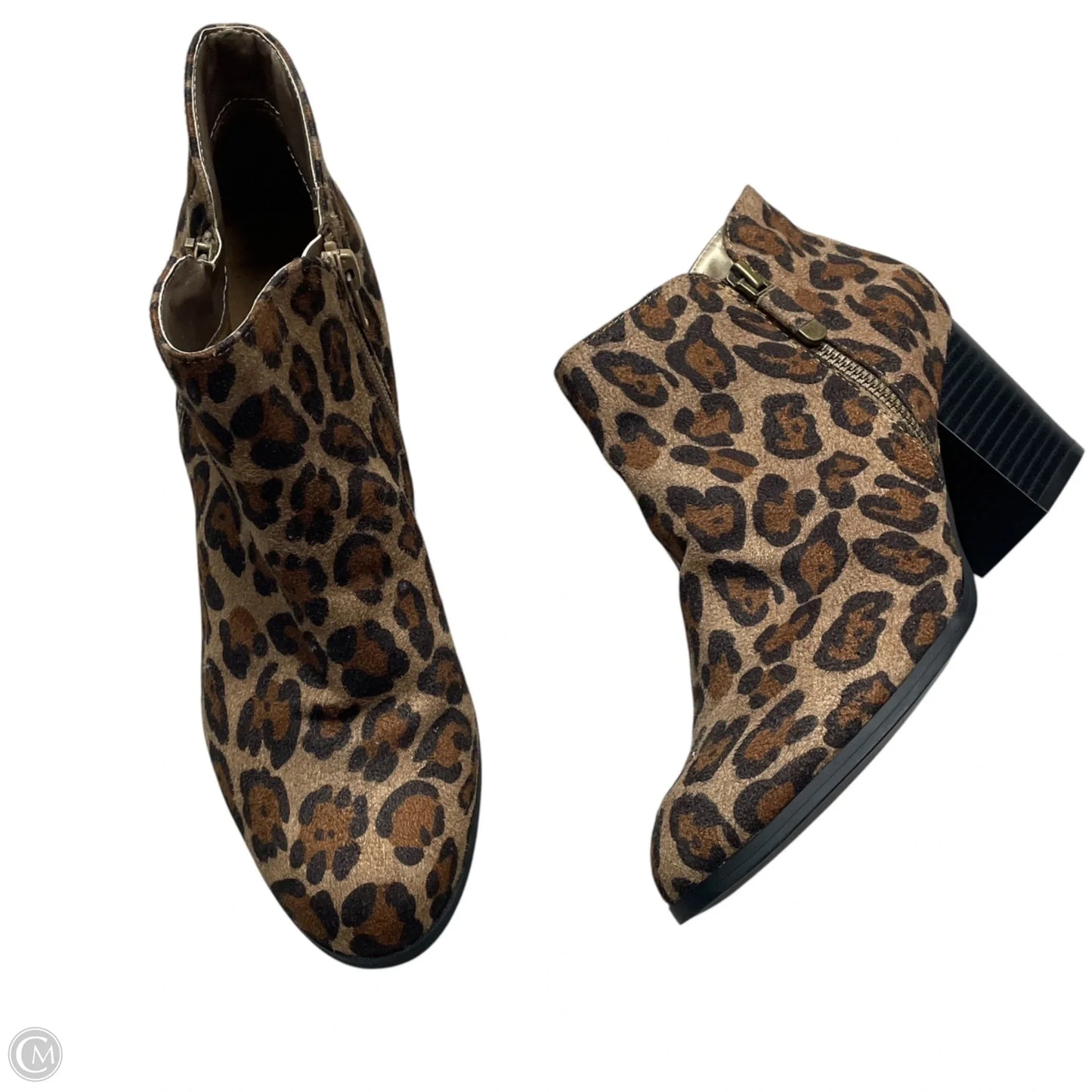 Boots Ankle Heels By Style And Company In Leopard Print, Size: 8.5