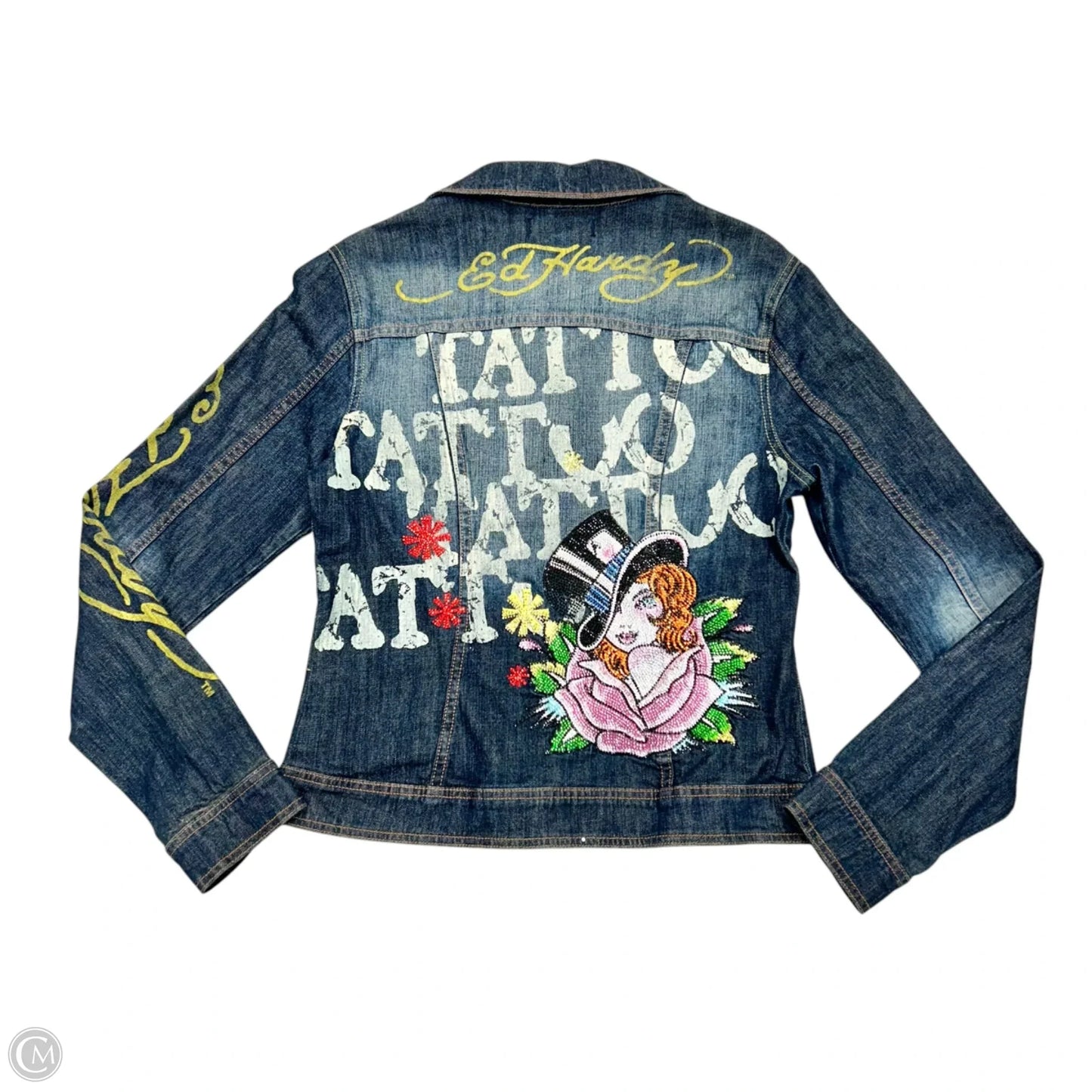 Jacket Denim By Ed Hardy In Blue Denim, Size: M