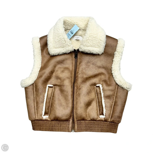 Vest Faux Fur & Sherpa By Loft In Brown & Cream, Size: Xxsp