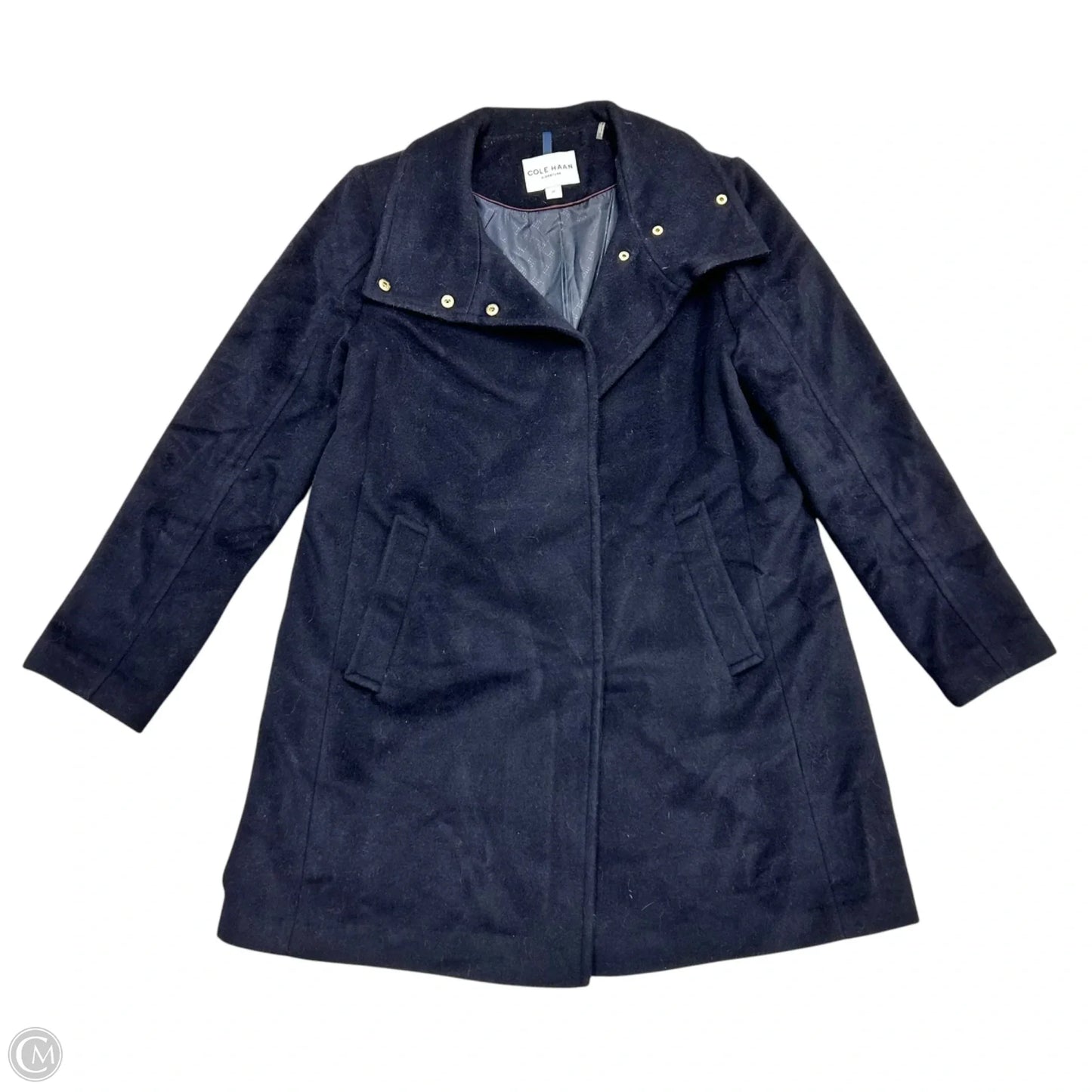 Coat Peacoat By Cole-haan In Navy, Size: L