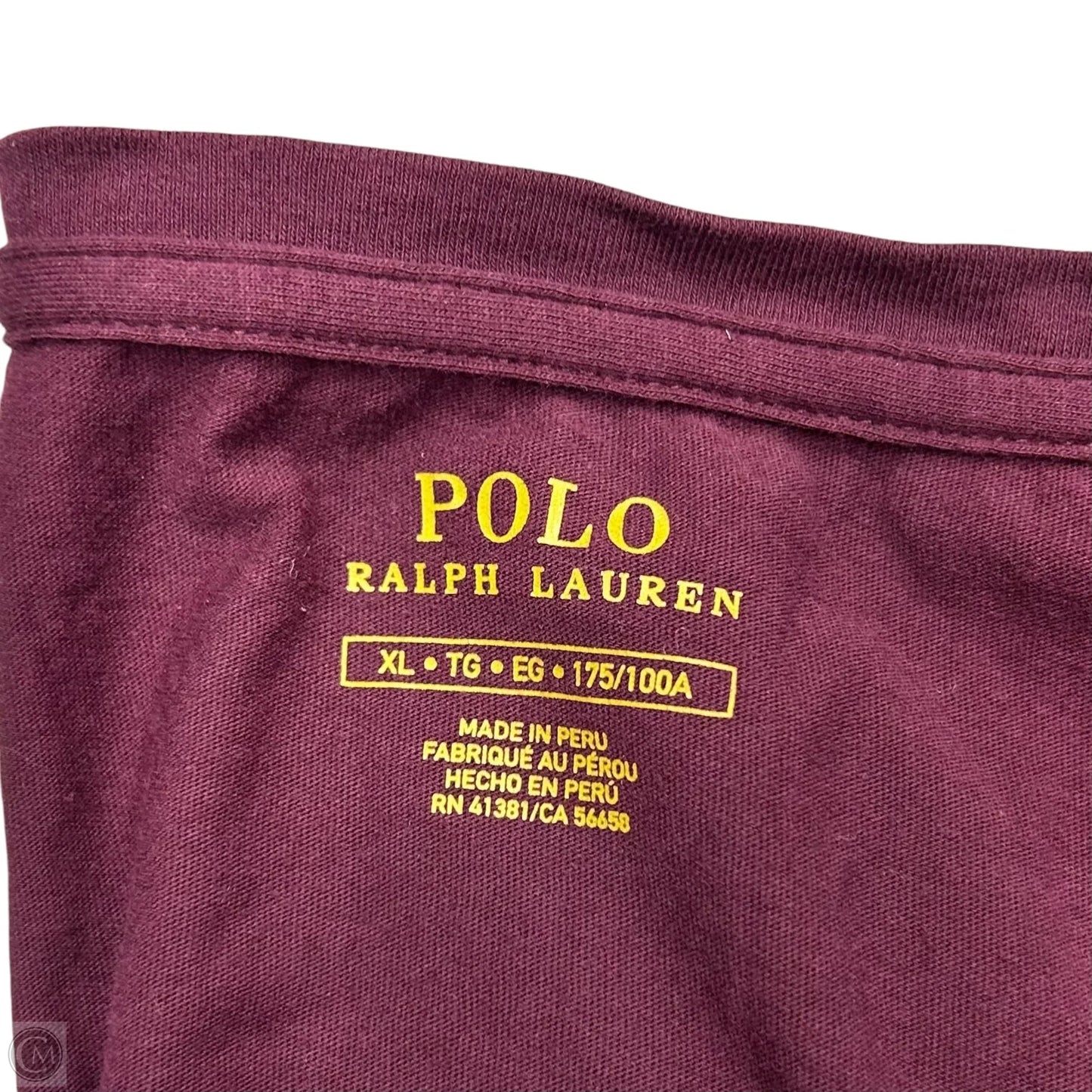 Top Short Sleeve By Polo Ralph Lauren In Maroon, Size: Xl