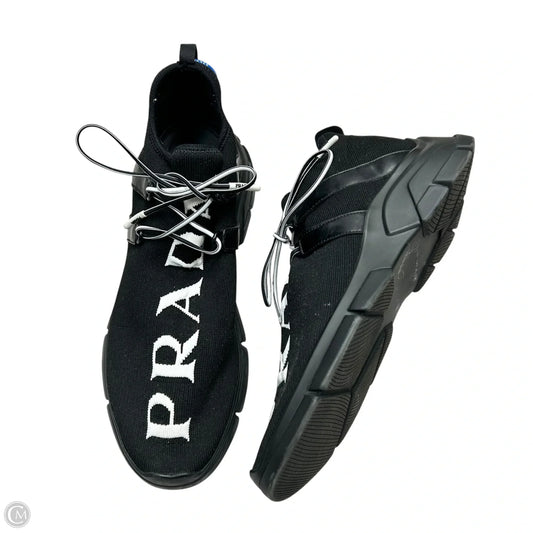 Shoes Luxury Designer By Prada In Black & White, Size: 9