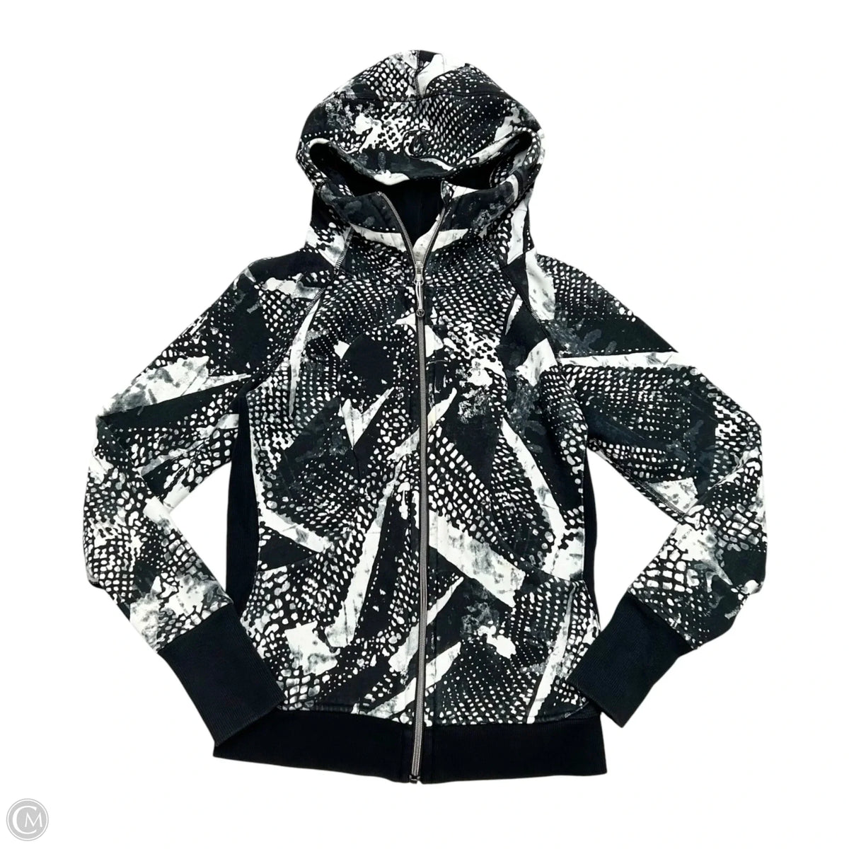 Athletic Jacket By Lululemon In Black & White, Size: S