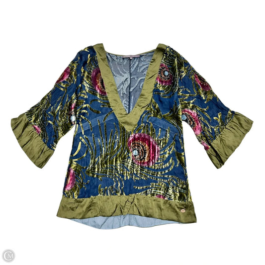 Blouse 3/4 Sleeve By Hale Bob In Blue & Green, Size: Xs