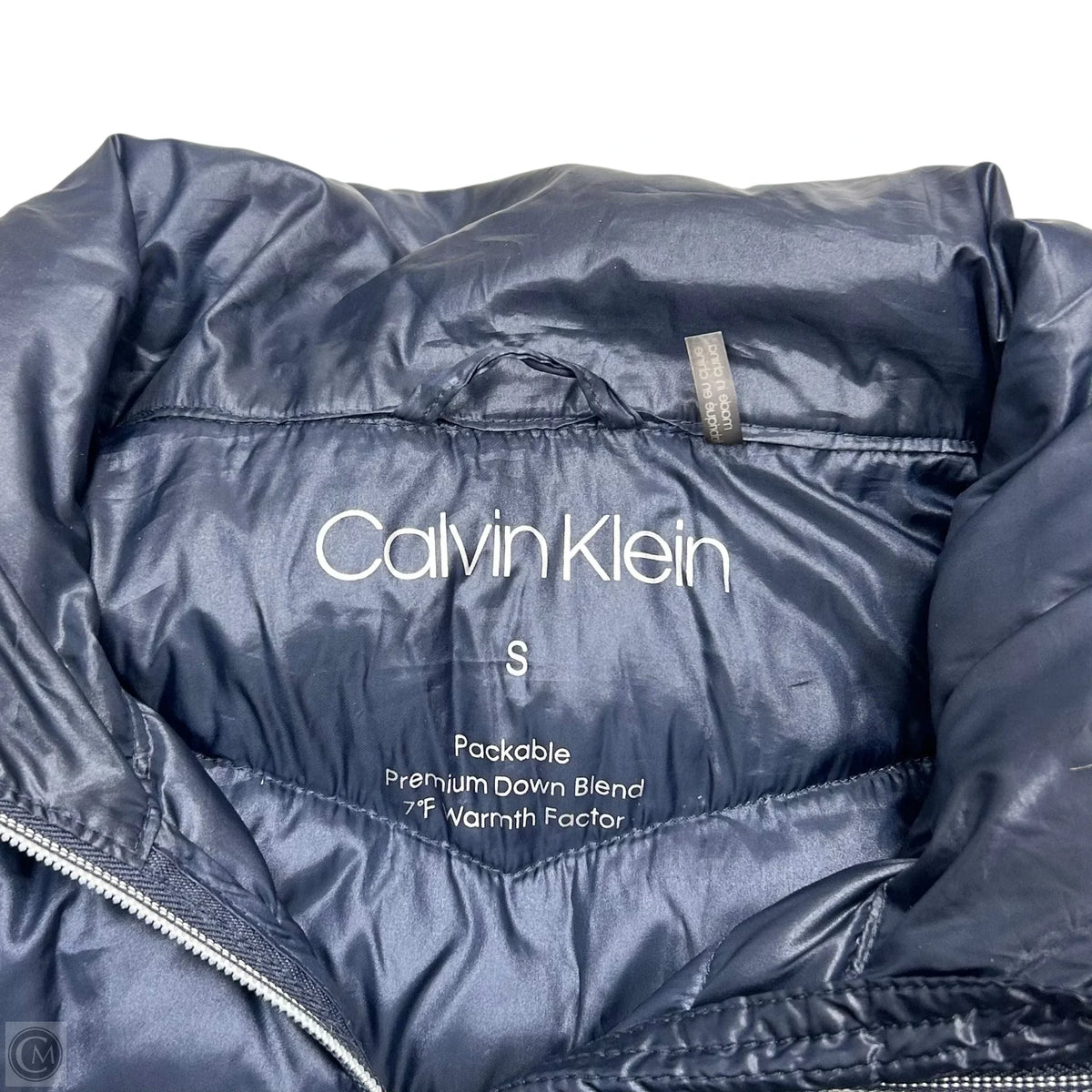 Jacket Puffer & Quilted By Calvin Klein In Navy, Size: S