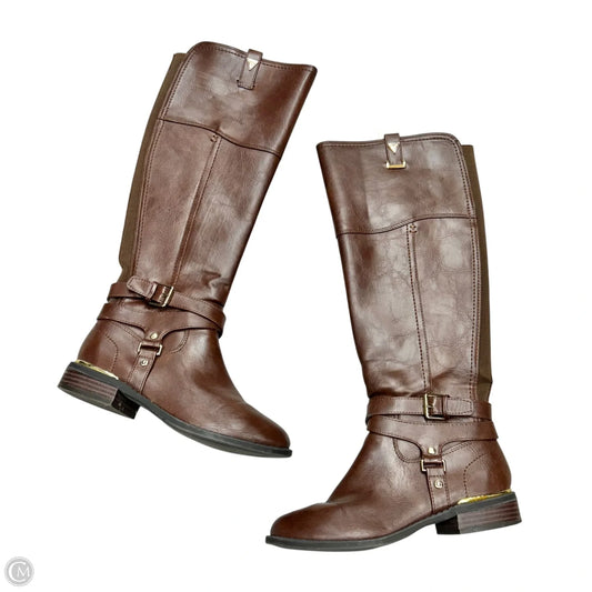 Boots Knee Heels By Guess In Brown, Size: 6