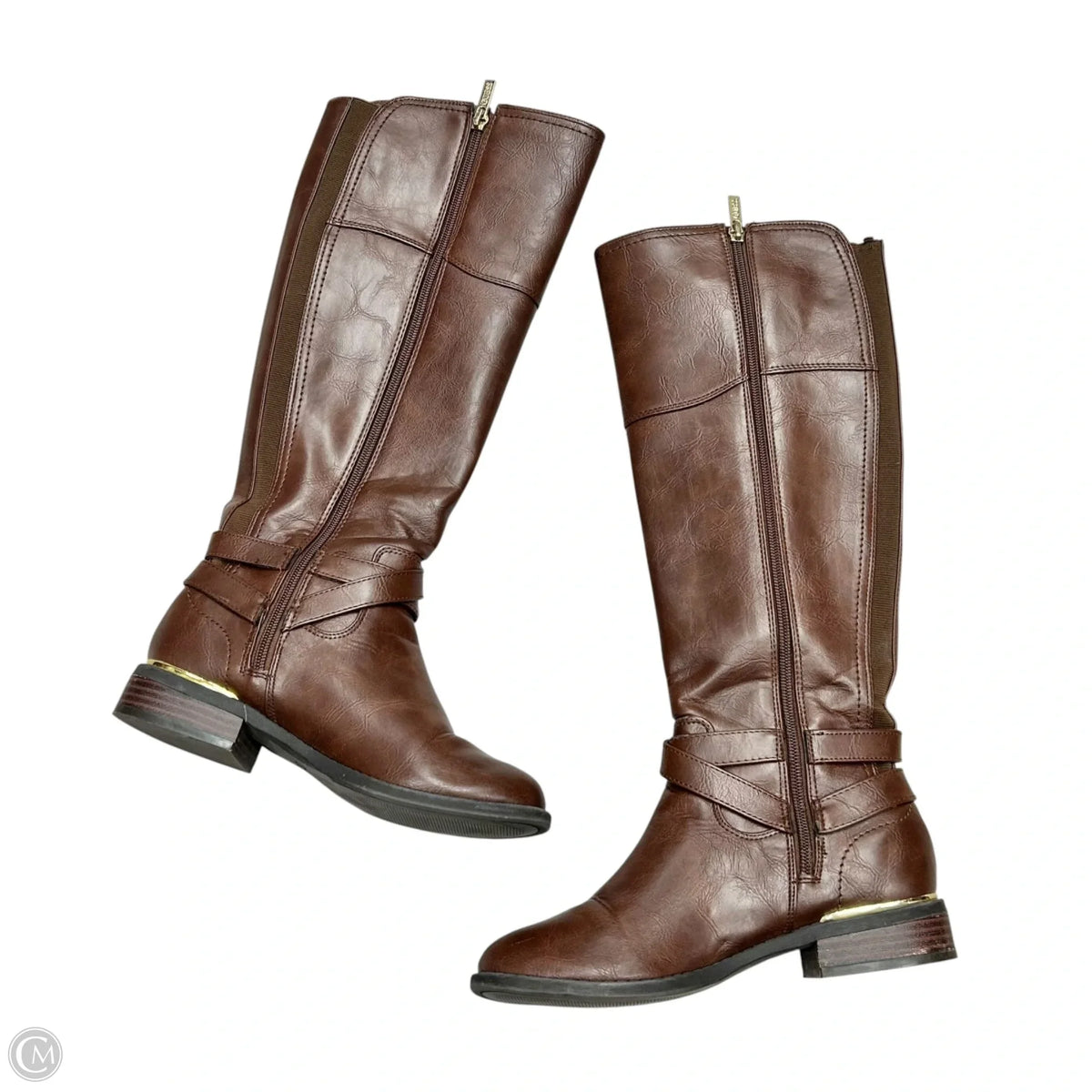 Boots Knee Heels By Guess In Brown, Size: 6