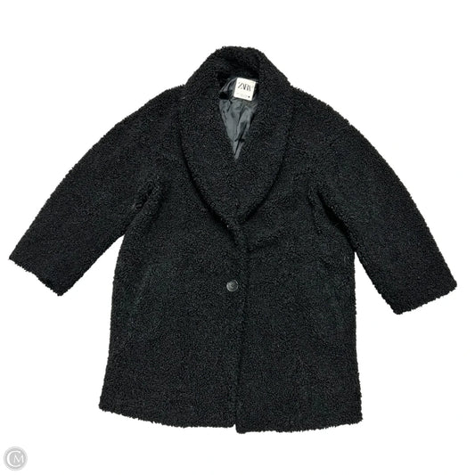 Coat Faux Fur & Sherpa By Zara In Black, Size: S