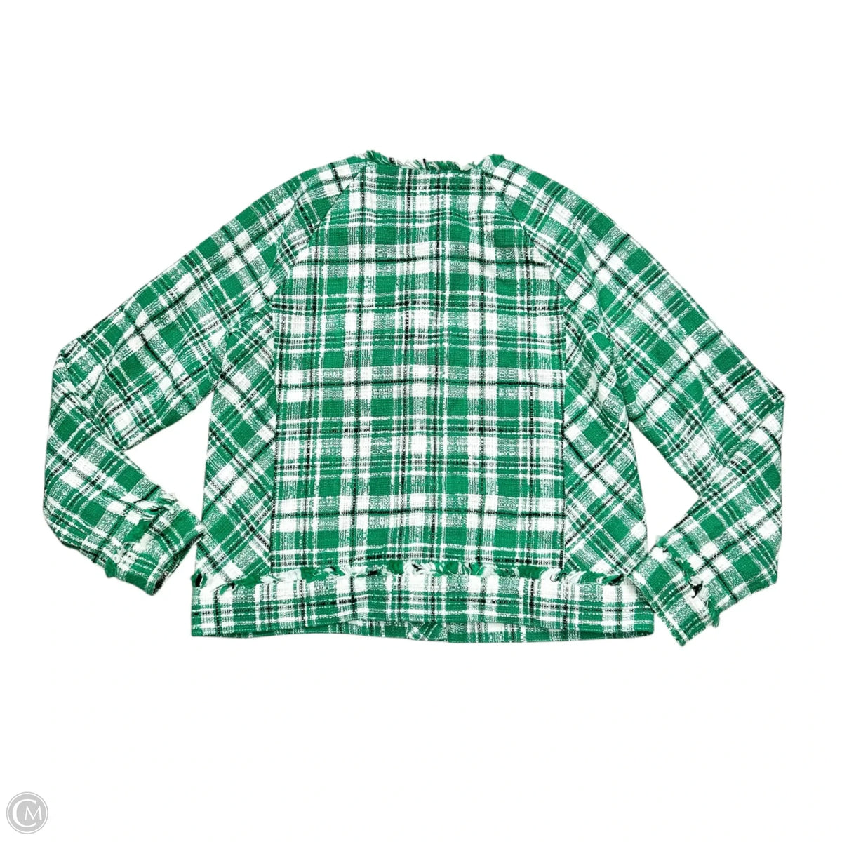 Jacket Shirt By Cabi In Green & White, Size: M