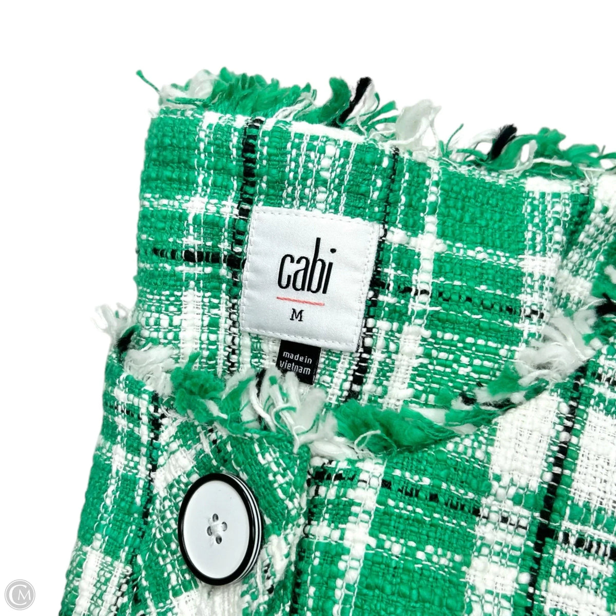 Jacket Shirt By Cabi In Green & White, Size: M