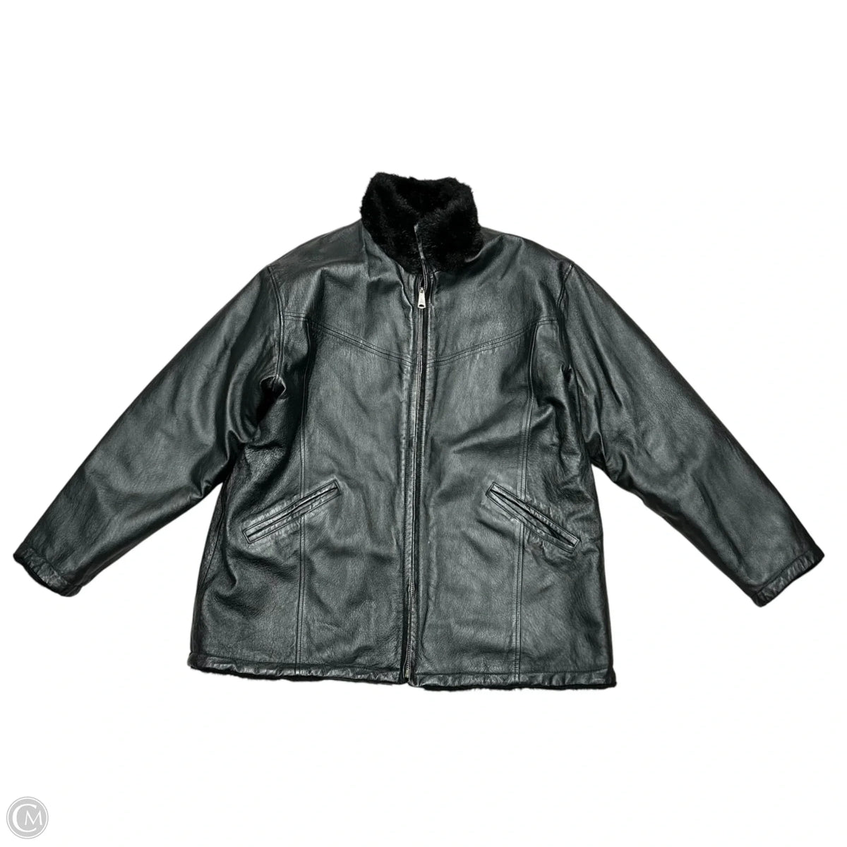Coat Leather In Black, Size: Xl