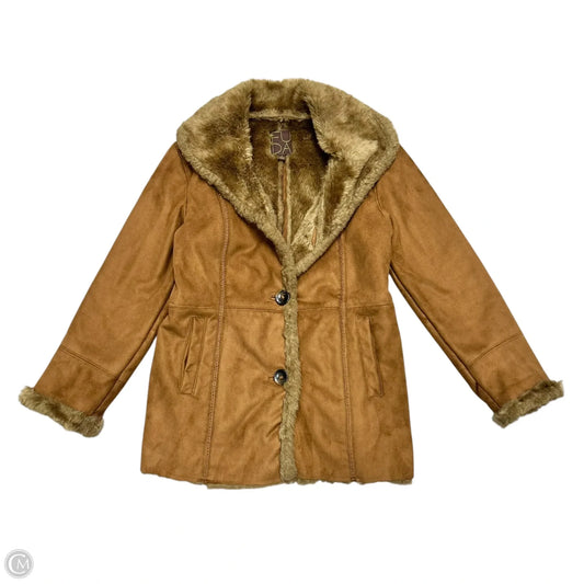 Coat Faux Fur & Sherpa By Fuda In Brown, Size: M