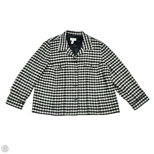 Jacket Shirt By Talbots In Black & White, Size: 1x
