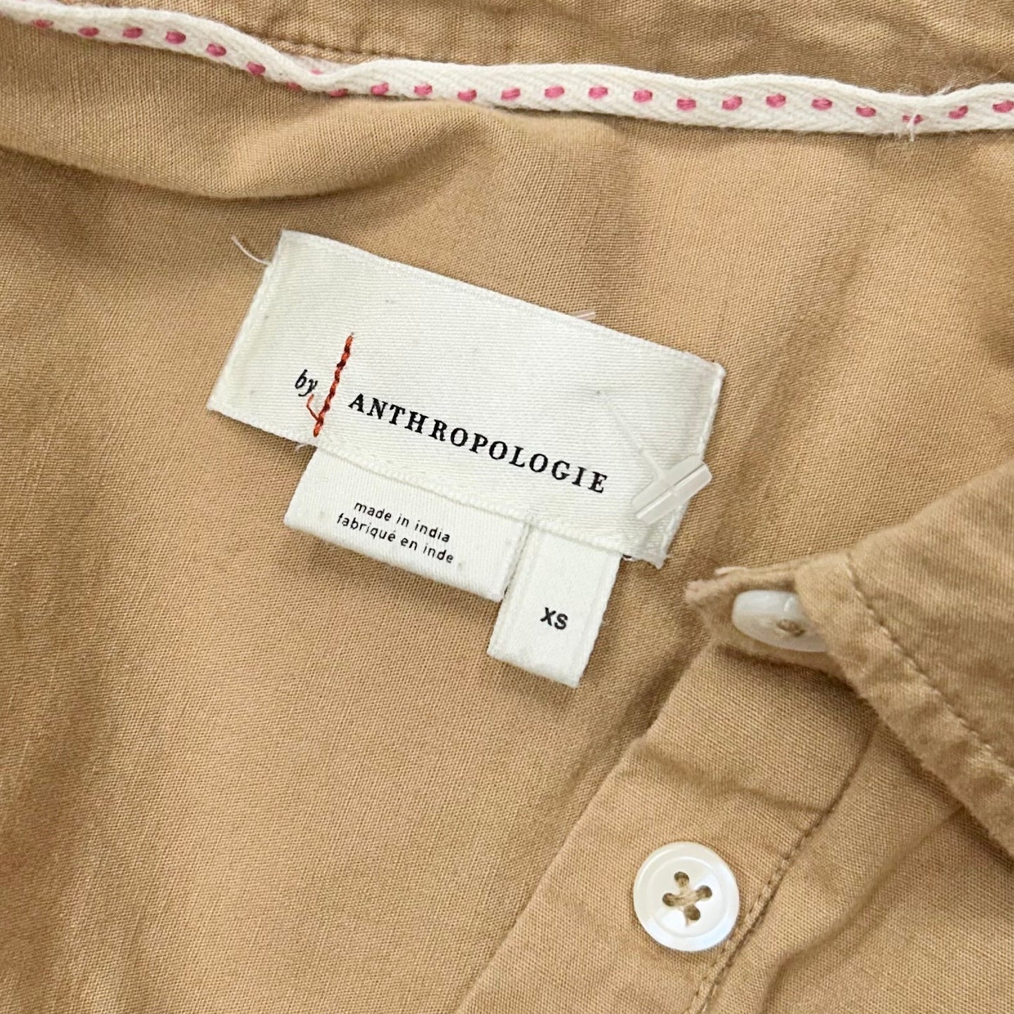 Top Long Sleeve By Anthropologie In Tan, Size: Xs