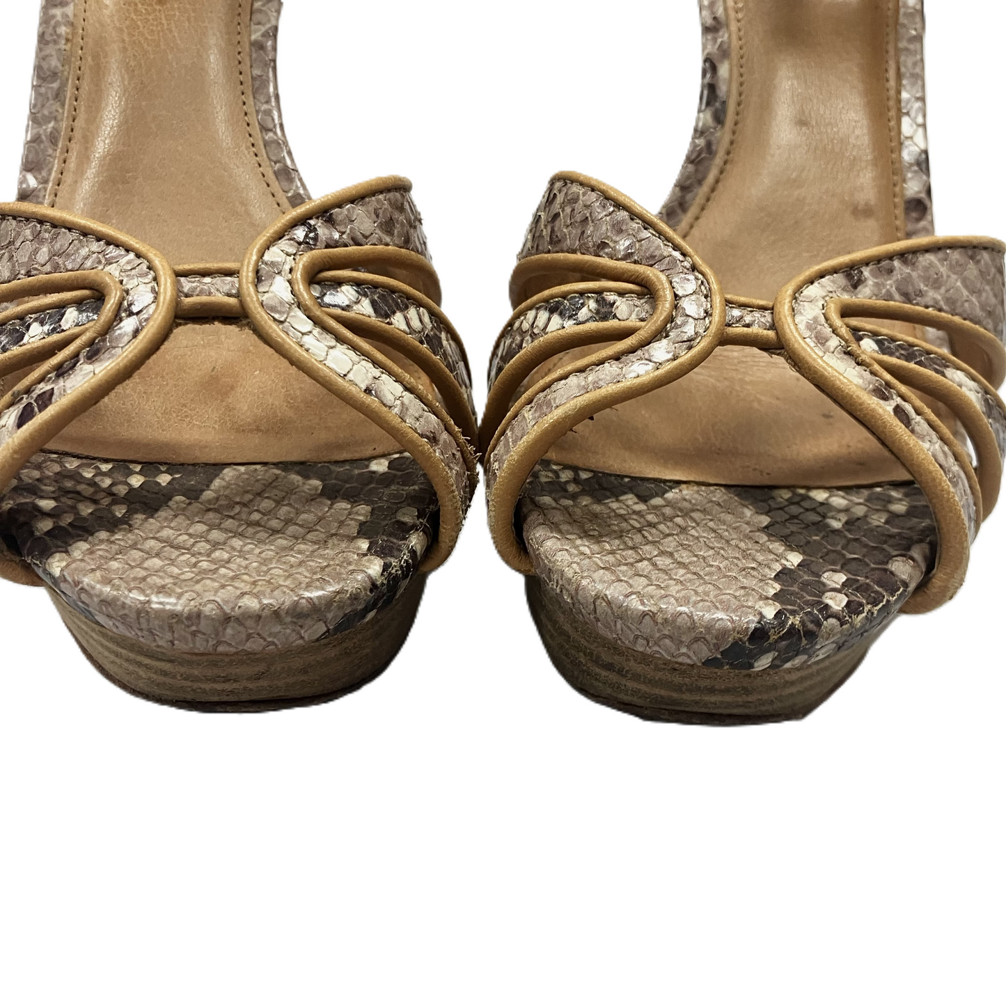 Snakeskin Print Sandals Designer By Coach, Size: 7.5