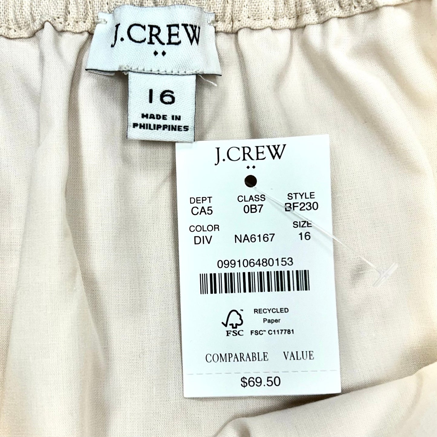 Cream Skirt Mini & Short By J. Crew, Size: 16
