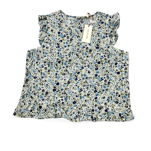 Blue & Cream Top Sleeveless By Solitaire, Size: Xl