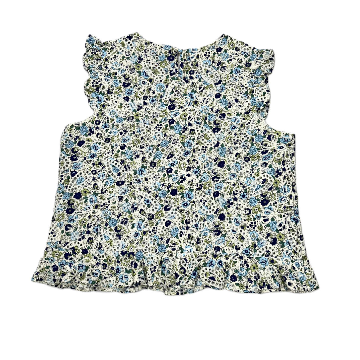 Blue & Cream Top Sleeveless By Solitaire, Size: Xl