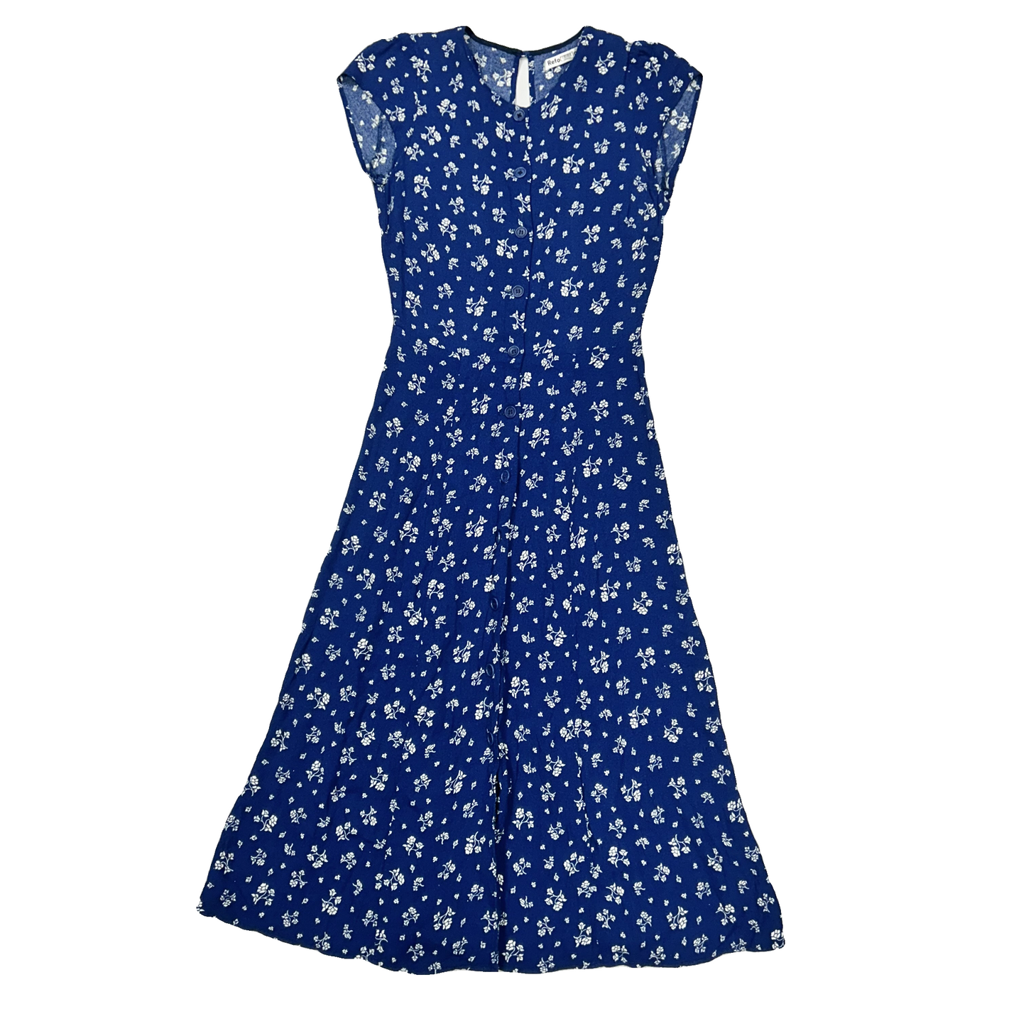 Dress Casual Midi By Reformation In Blue & White, Size: S