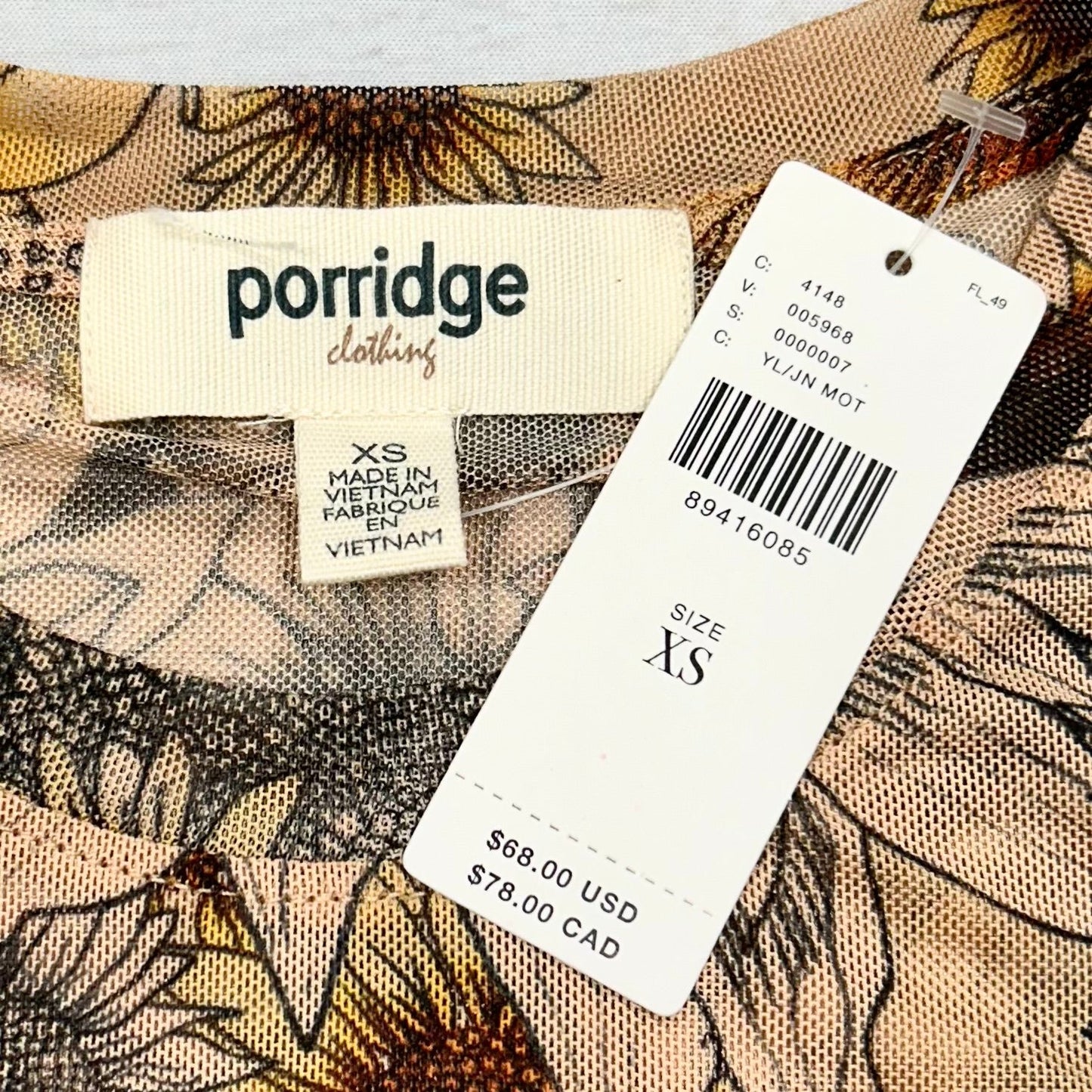 Floral Print Top Short Sleeve By Porridge, Size: Xs