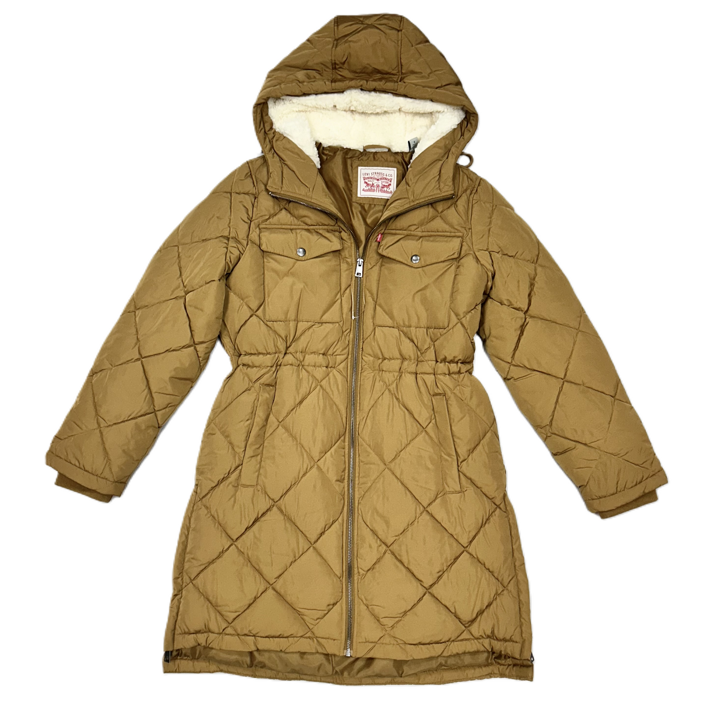 Coat Parka By Levis In Tan, Size: S