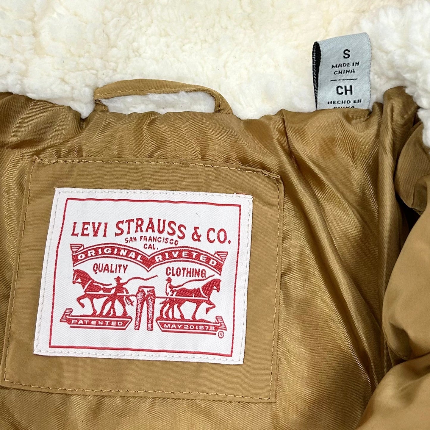 Coat Parka By Levis In Tan, Size: S