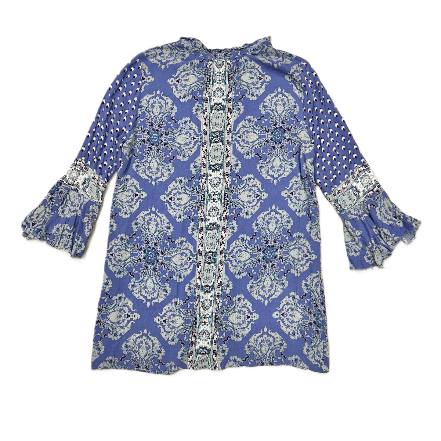 Tunic 3/4 Sleeve By Free People In Blue & White, Size: L