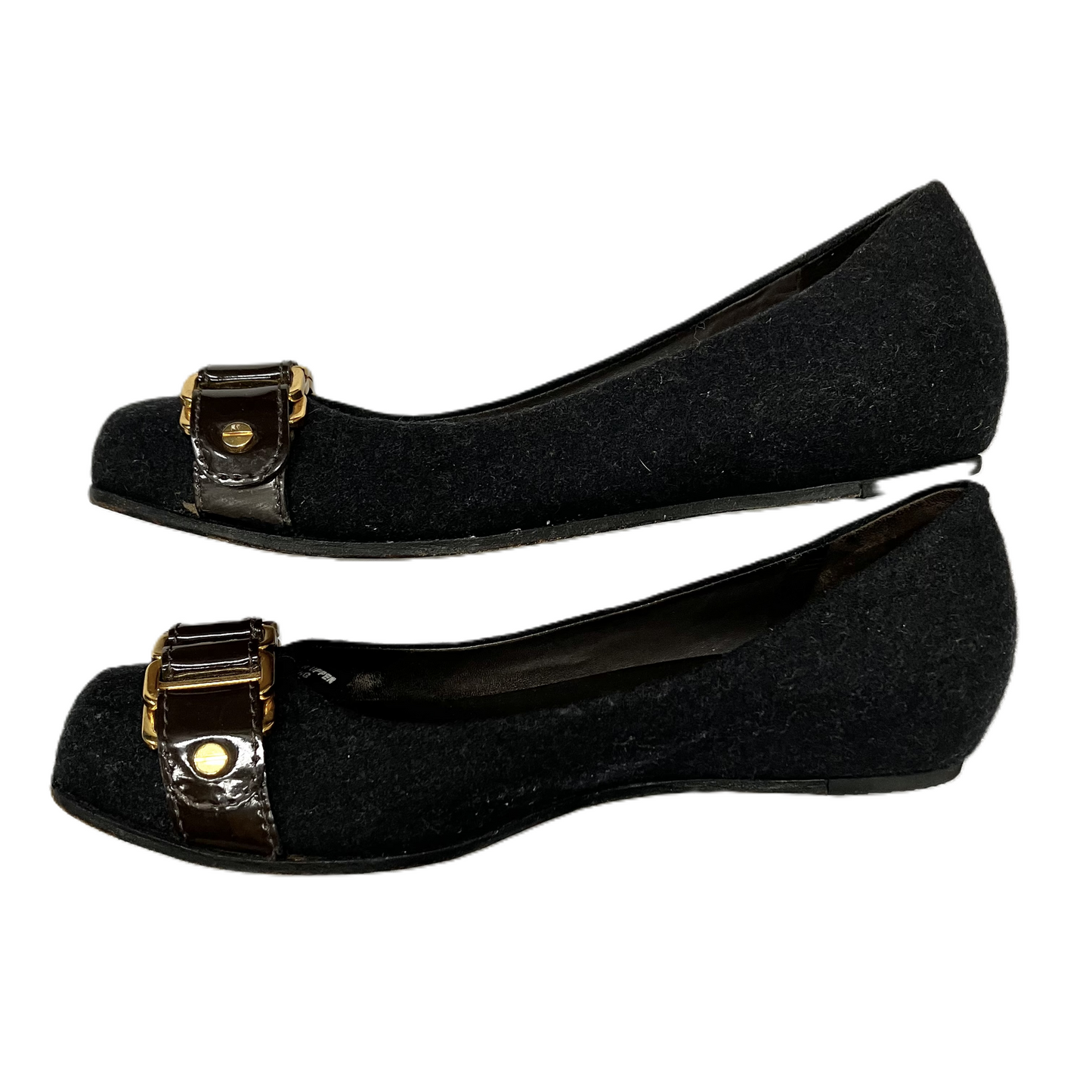 Shoes Designer By Tory Burch In Black & Gold, Size: 9