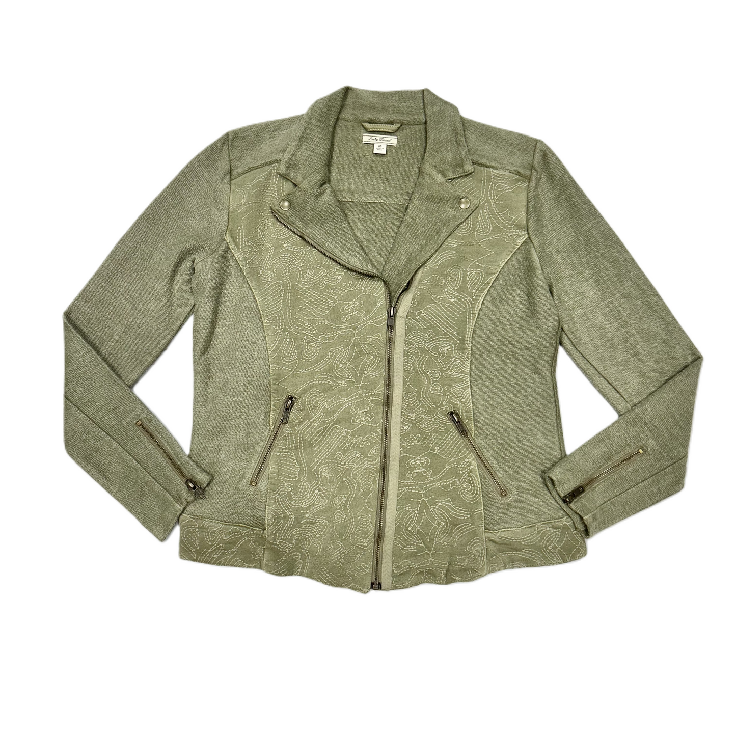 Jacket Moto By Lucky Brand In Green, Size: M